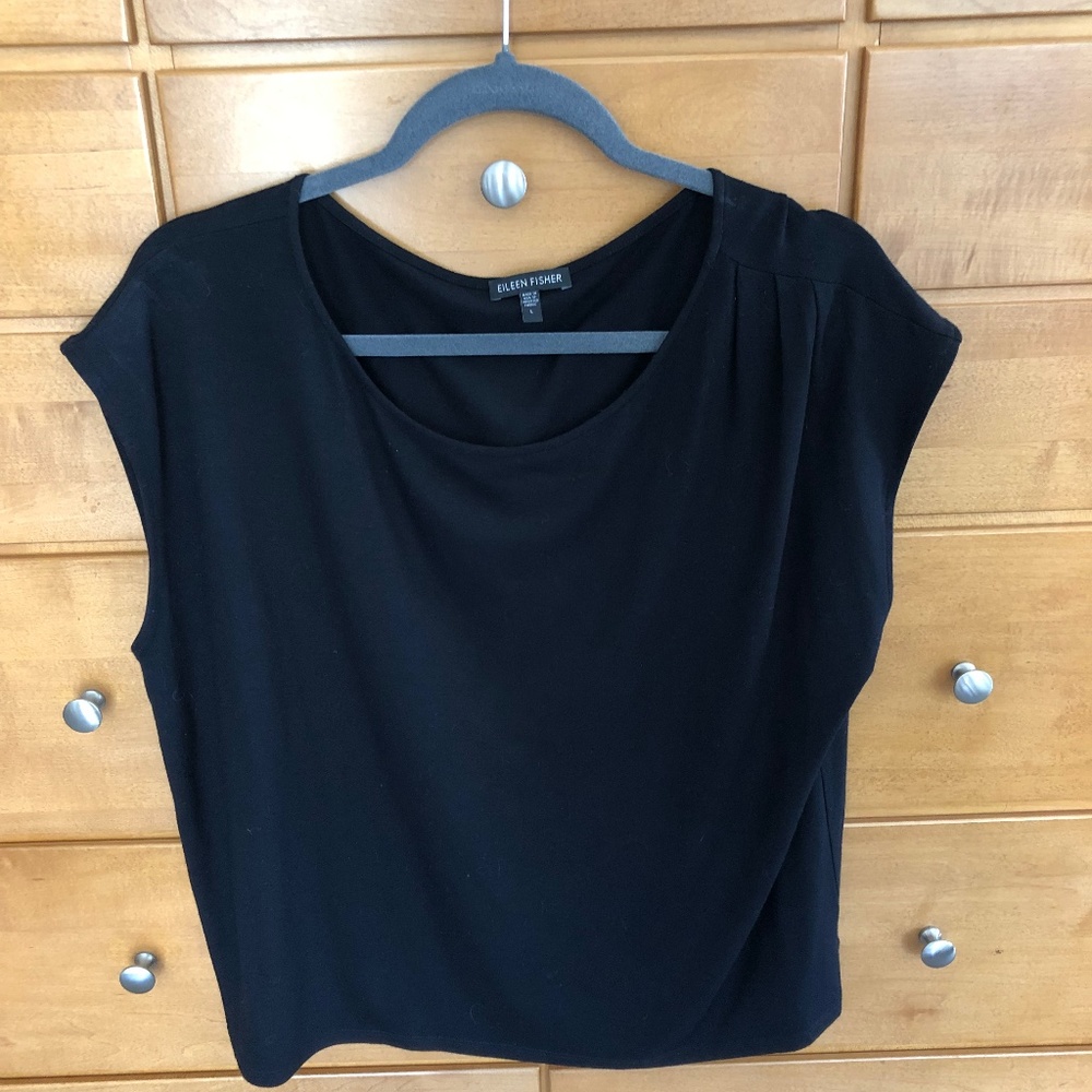 Eileen Fisher Viscose cap sleeve Top Sz L